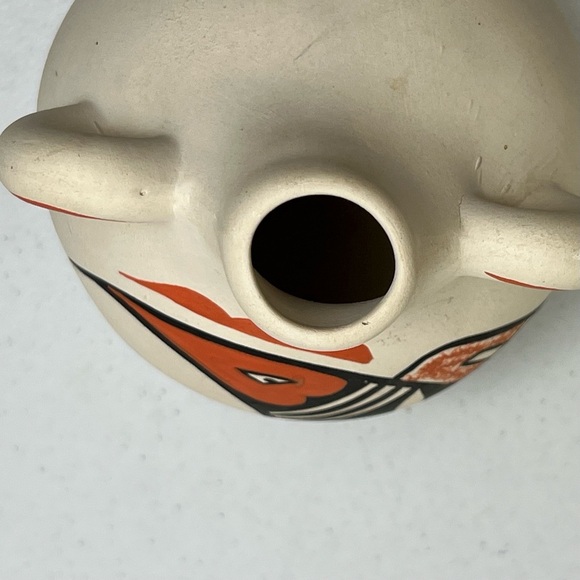 VTG Native American Jemez Pueblo Pottery Canteen Signed L. Toya Hand Painted - Picture 9 of 10